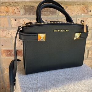 Michael Kors Black Satchel with Gold Accents